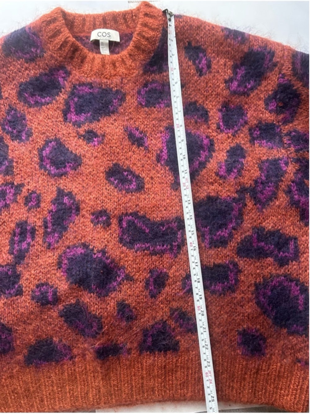 COS Leopard Print Fuzzy Knit Sweater Medium Oversized mohair wool Minimalist - Picture 6 of 6